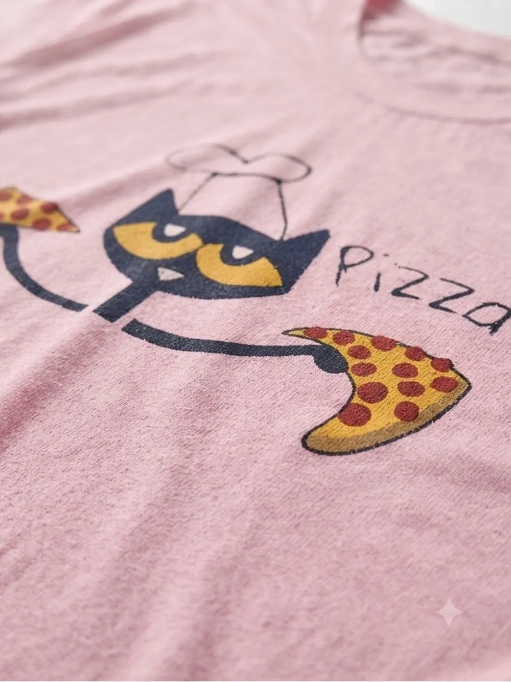 Gildan Light Pink Cat Chef Pizza Graphic Tee